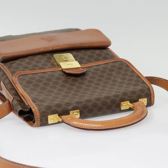 CELINE Macadam Canvas Shoulder Bag Pvc Leather Brown Gold - Picture 6 of 13